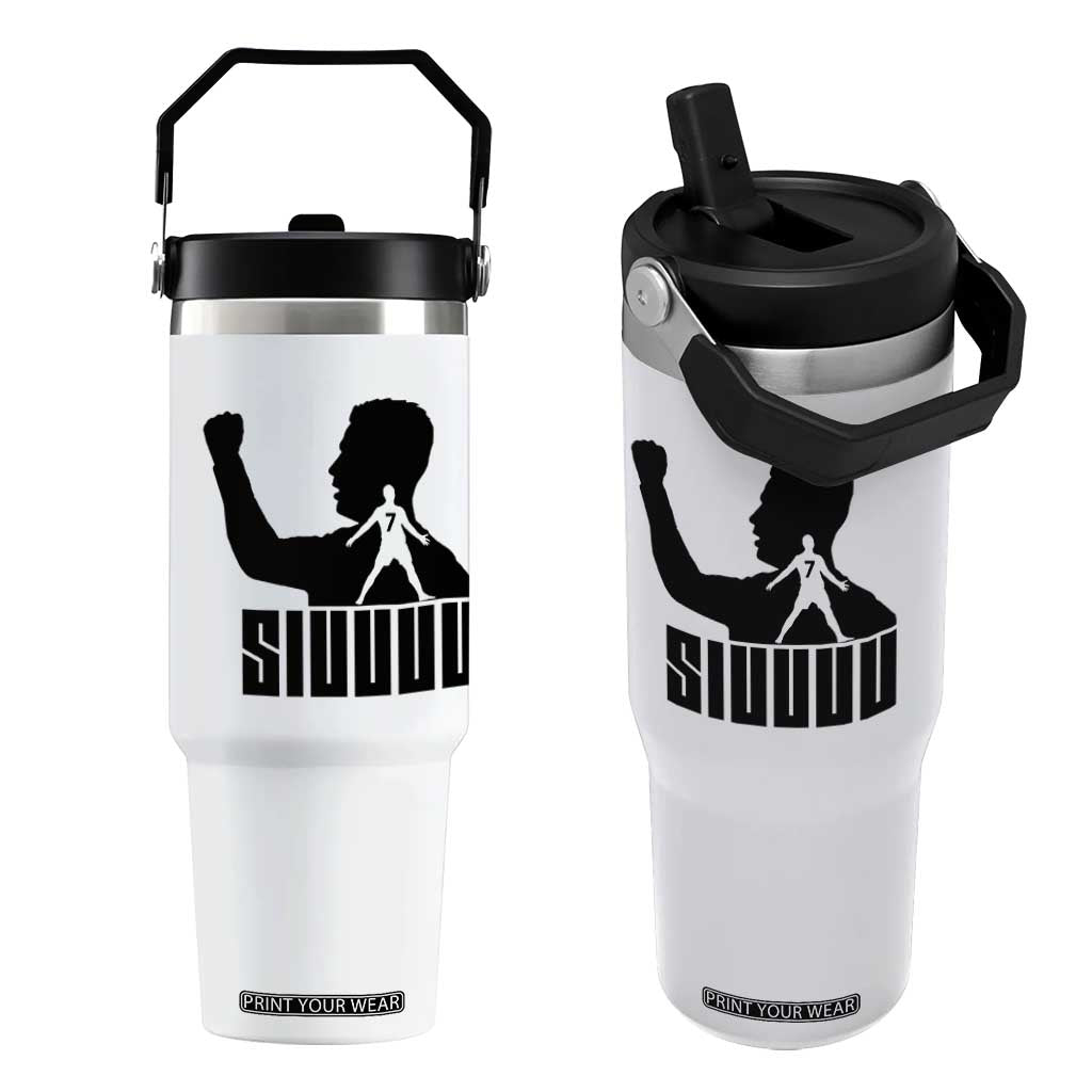Siuuuu Number Seven Soccer Celebration Flip Straw Tumbler Funny Sport Lovers Gift TS12 One Size: 30 oz White Print Your Wear
