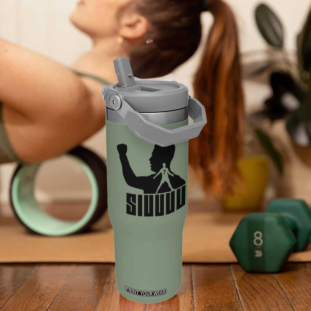 Siuuuu Number Seven Soccer Celebration Flip Straw Tumbler Funny Sport Lovers Gift TS12 One Size: 30 oz Moss Green Print Your Wear