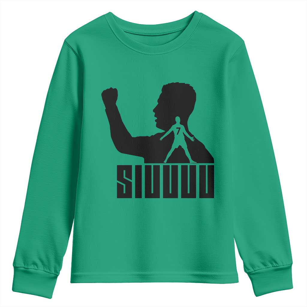 Siuuuu Number Seven Soccer Celebration Youth Sweatshirt Funny Sport Lovers Gift TS12 Irish Green Print Your Wear