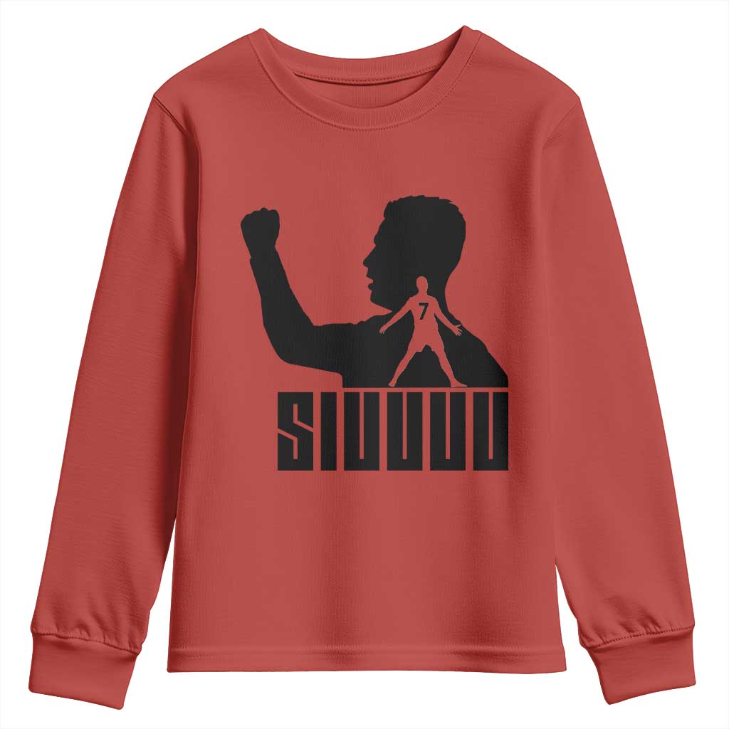 Siuuuu Number Seven Soccer Celebration Youth Sweatshirt Funny Sport Lovers Gift TS12 Red Print Your Wear