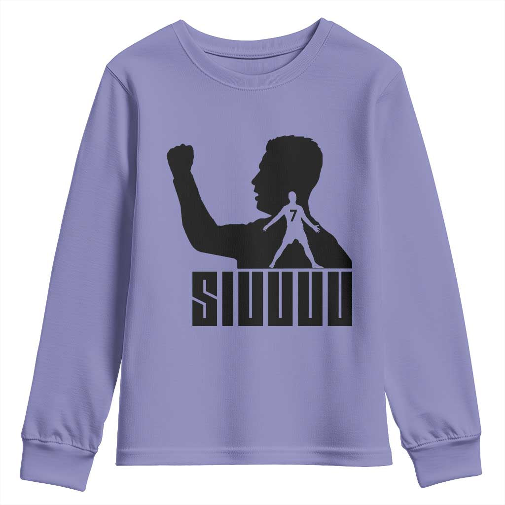 Siuuuu Number Seven Soccer Celebration Youth Sweatshirt Funny Sport Lovers Gift TS12 Violet Print Your Wear