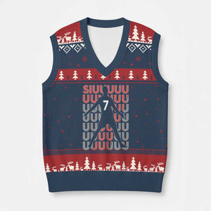 Siuuuu Soccer Celebration V-Neck Knit Sweater Vest Gift For Fans TS12 Navy Red Print Your Wear