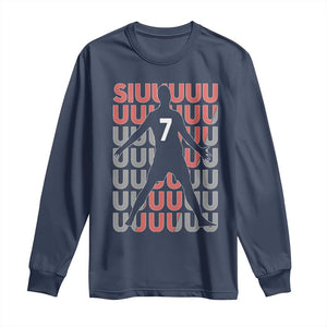 Siuuuu Soccer Celebration Long Sleeve Shirt Gift For Fans TS12 Navy Print Your Wear