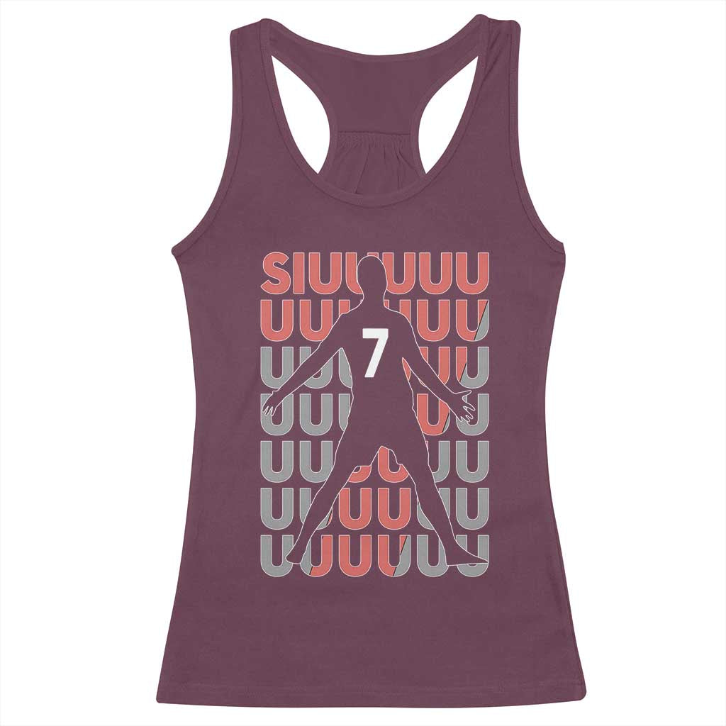 Siuuuu Soccer Celebration Racerback Tank Top Gift For Fans TS12 Maroon Print Your Wear