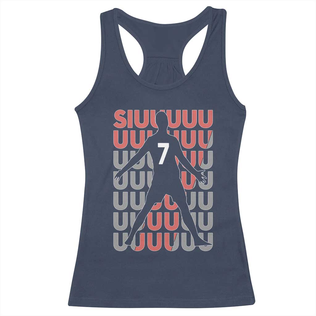 Siuuuu Soccer Celebration Racerback Tank Top Gift For Fans TS12 Navy Print Your Wear