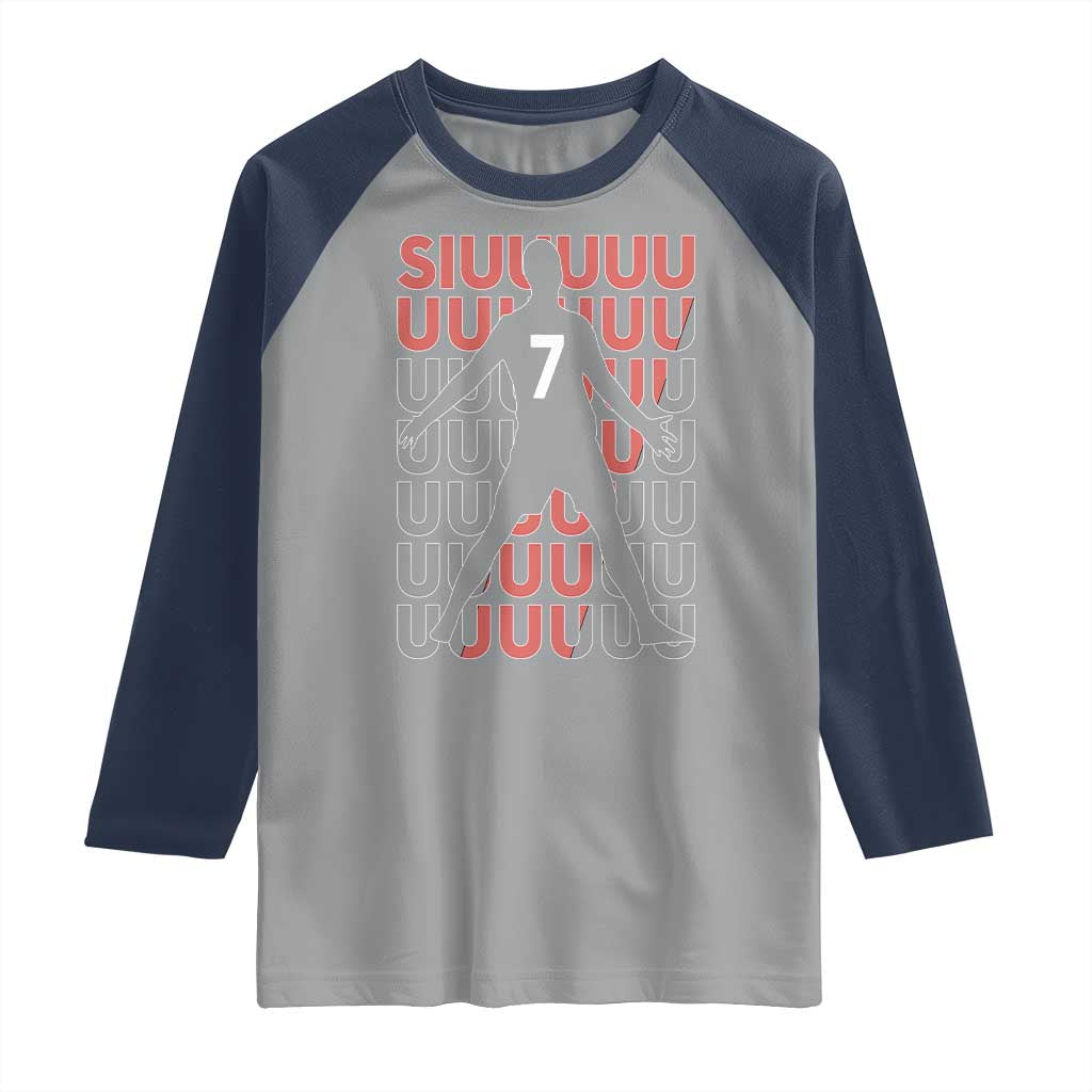 Siuuuu Soccer Celebration Raglan Shirt Gift For Fans TS12 Sport Gray Navy Print Your Wear