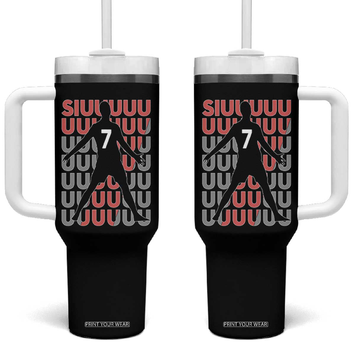 Siuuuu Soccer Celebration Tumbler With Handle Gift For Fans TS12 One Size: 40 oz Black Print Your Wear