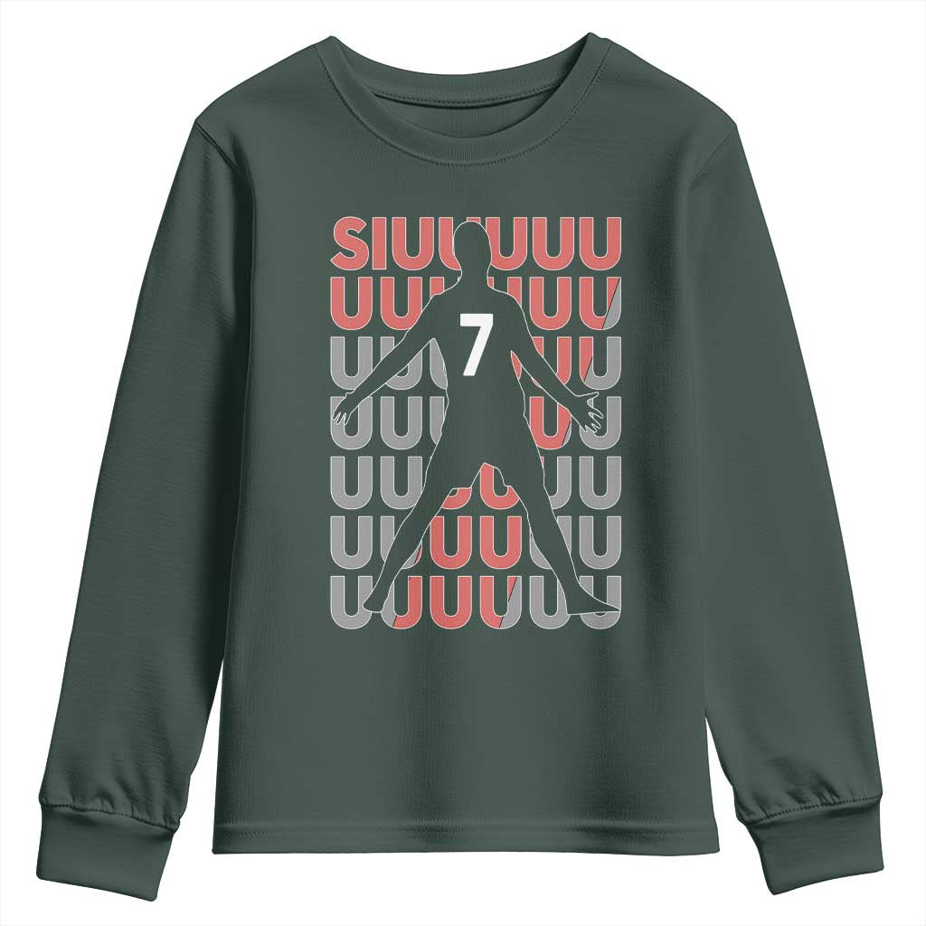 Siuuuu Soccer Celebration Youth Sweatshirt Gift For Fans TS12 Dark Forest Green Print Your Wear