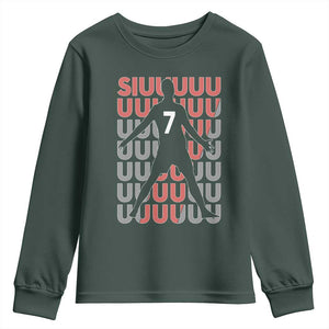 Siuuuu Soccer Celebration Youth Sweatshirt Gift For Fans TS12 Dark Forest Green Print Your Wear