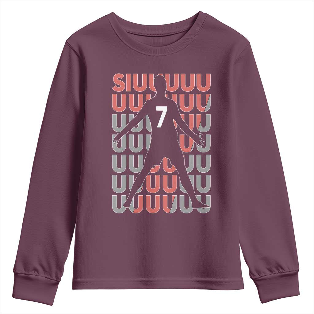 Siuuuu Soccer Celebration Youth Sweatshirt Gift For Fans TS12 Maroon Print Your Wear