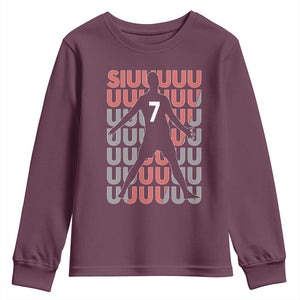 Siuuuu Soccer Celebration Youth Sweatshirt Gift For Fans TS12 Maroon Print Your Wear