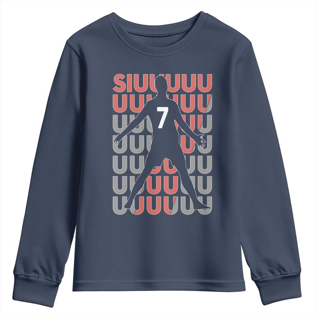 Siuuuu Soccer Celebration Youth Sweatshirt Gift For Fans TS12 Navy Print Your Wear