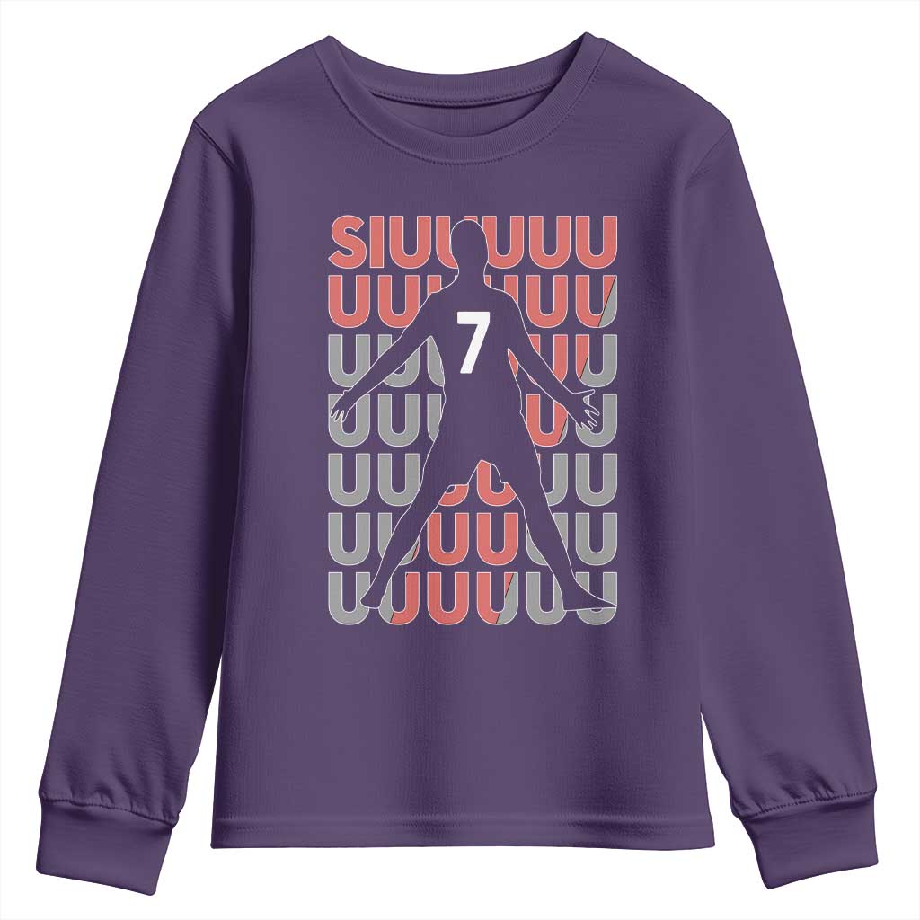 Siuuuu Soccer Celebration Youth Sweatshirt Gift For Fans TS12 Purple Print Your Wear
