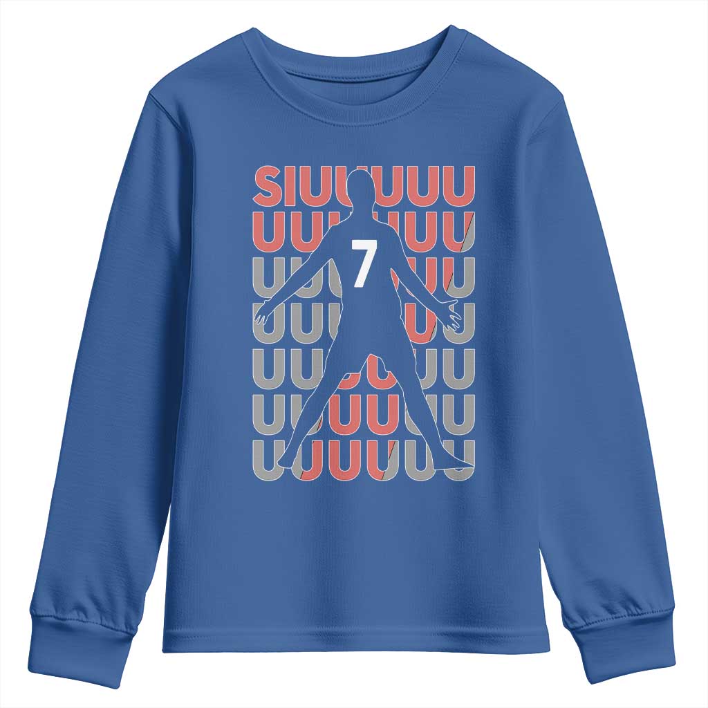 Siuuuu Soccer Celebration Youth Sweatshirt Gift For Fans TS12 Royal Blue Print Your Wear