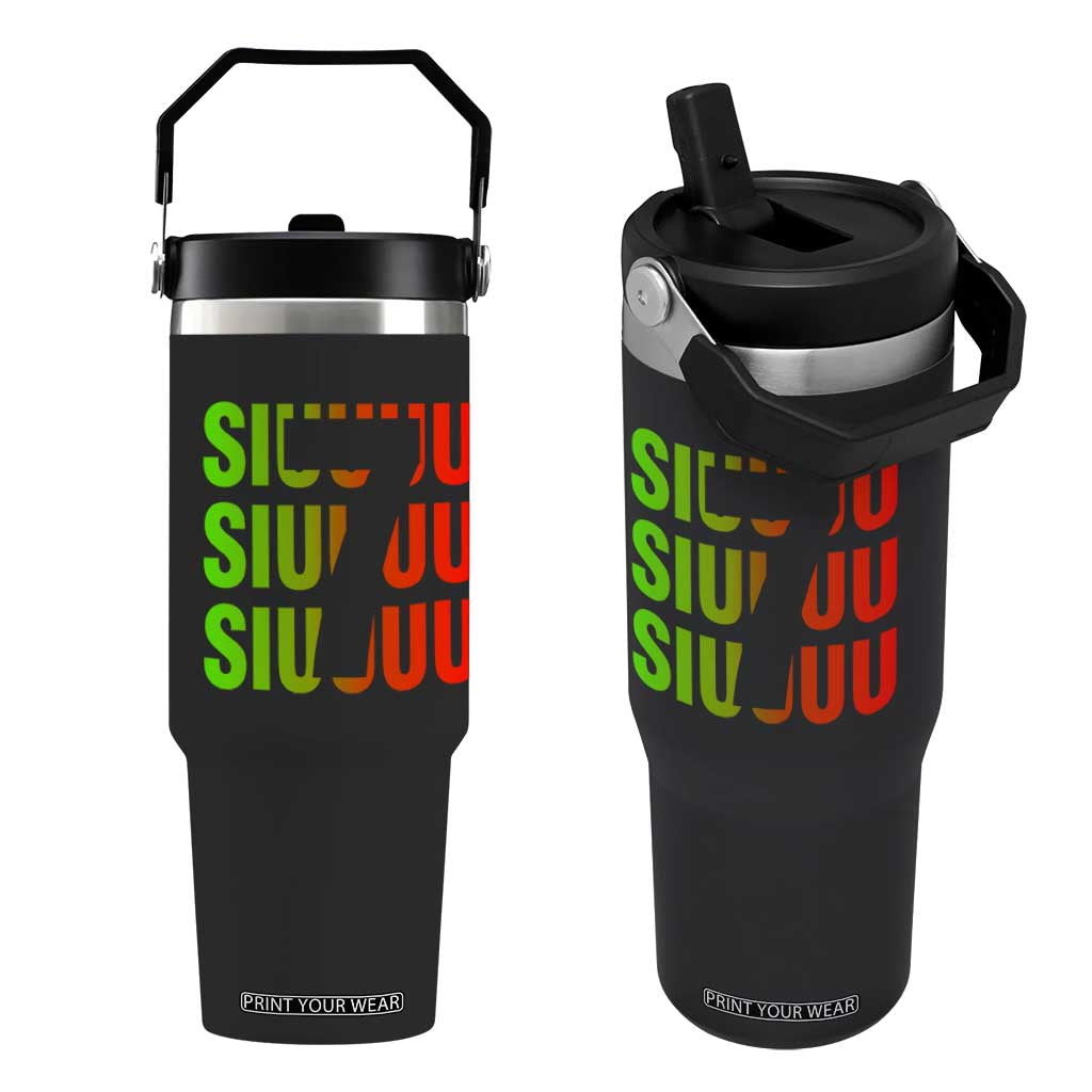 Siuuuu Soccer Celebration Flip Straw Tumbler Gift For Soccer Lovers TS12 One Size: 30 oz Black Print Your Wear