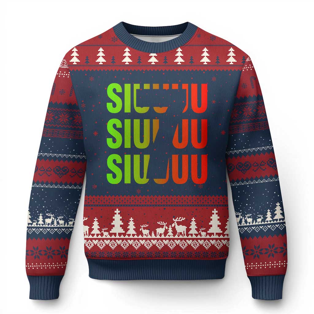 Siuuuu Soccer Celebration Ugly Christmas Sweater Gift For Soccer Lovers TS12 Navy Red Print Your Wear
