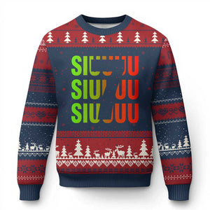 Siuuuu Soccer Celebration Ugly Christmas Sweater Gift For Soccer Lovers TS12 Navy Red Print Your Wear