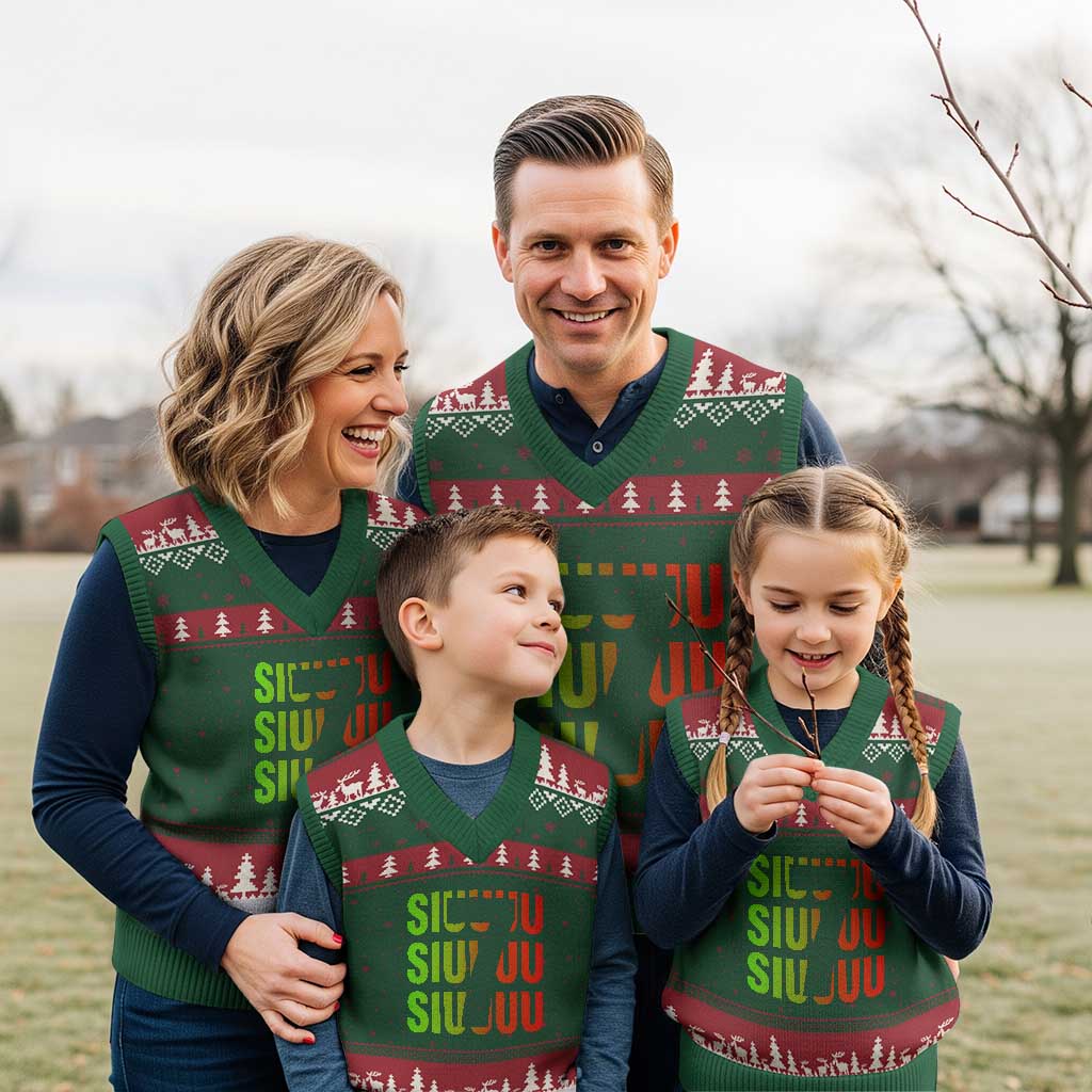 Siuuuu Soccer Celebration V-Neck Knit Sweater Vest Gift For Soccer Lovers TS12 Red Green Print Your Wear