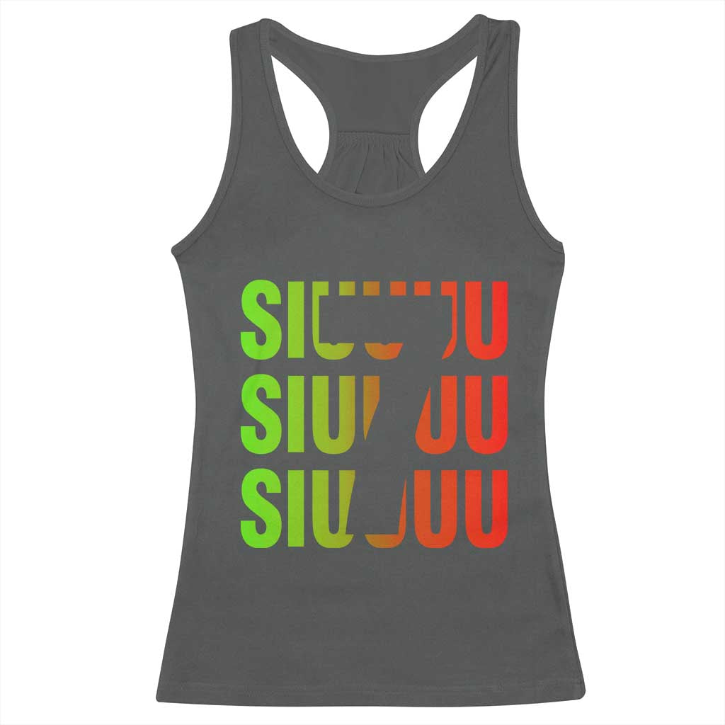 Siuuuu Soccer Celebration Racerback Tank Top Gift For Soccer Lovers TS12 Dark Heather Print Your Wear