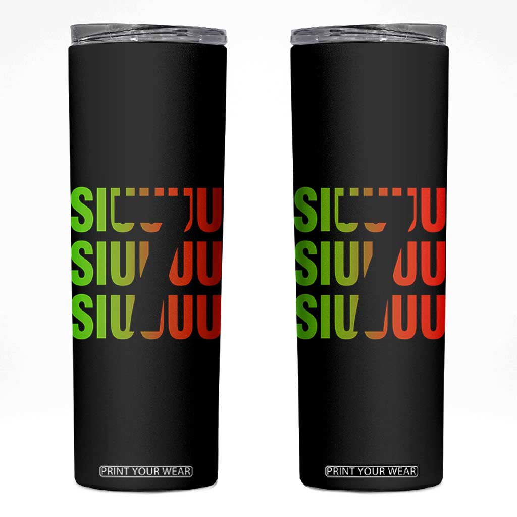 Siuuuu Soccer Celebration Skinny Tumbler Gift For Soccer Lovers TS12 Black Print Your Wear
