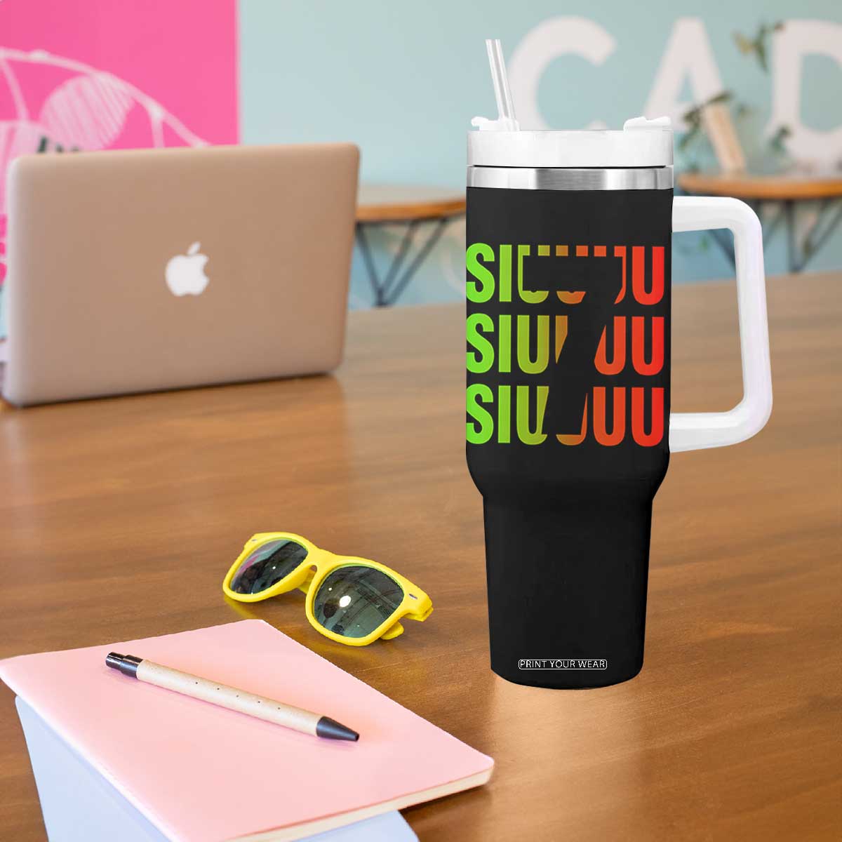 Siuuuu Soccer Celebration Tumbler With Handle Gift For Soccer Lovers TS12 Print Your Wear