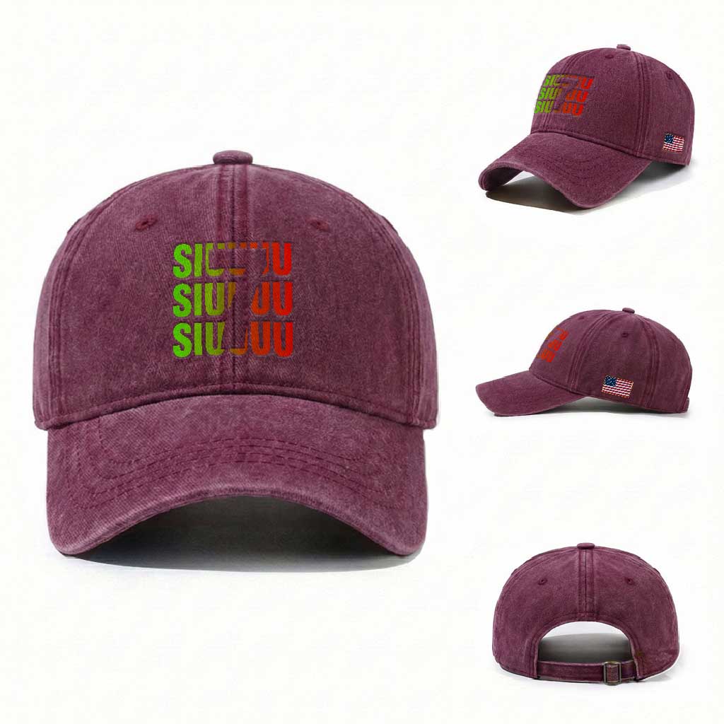 Siuuuu Soccer Celebration Washed Cotton Baseball Cap Gift For Soccer Lovers TS12 Washed Cap Universal Fit Burgundy Print Your Wear