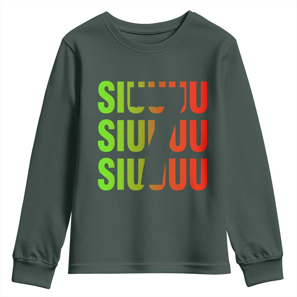 Siuuuu Soccer Celebration Youth Sweatshirt Gift For Soccer Lovers TS12 Dark Forest Green Print Your Wear