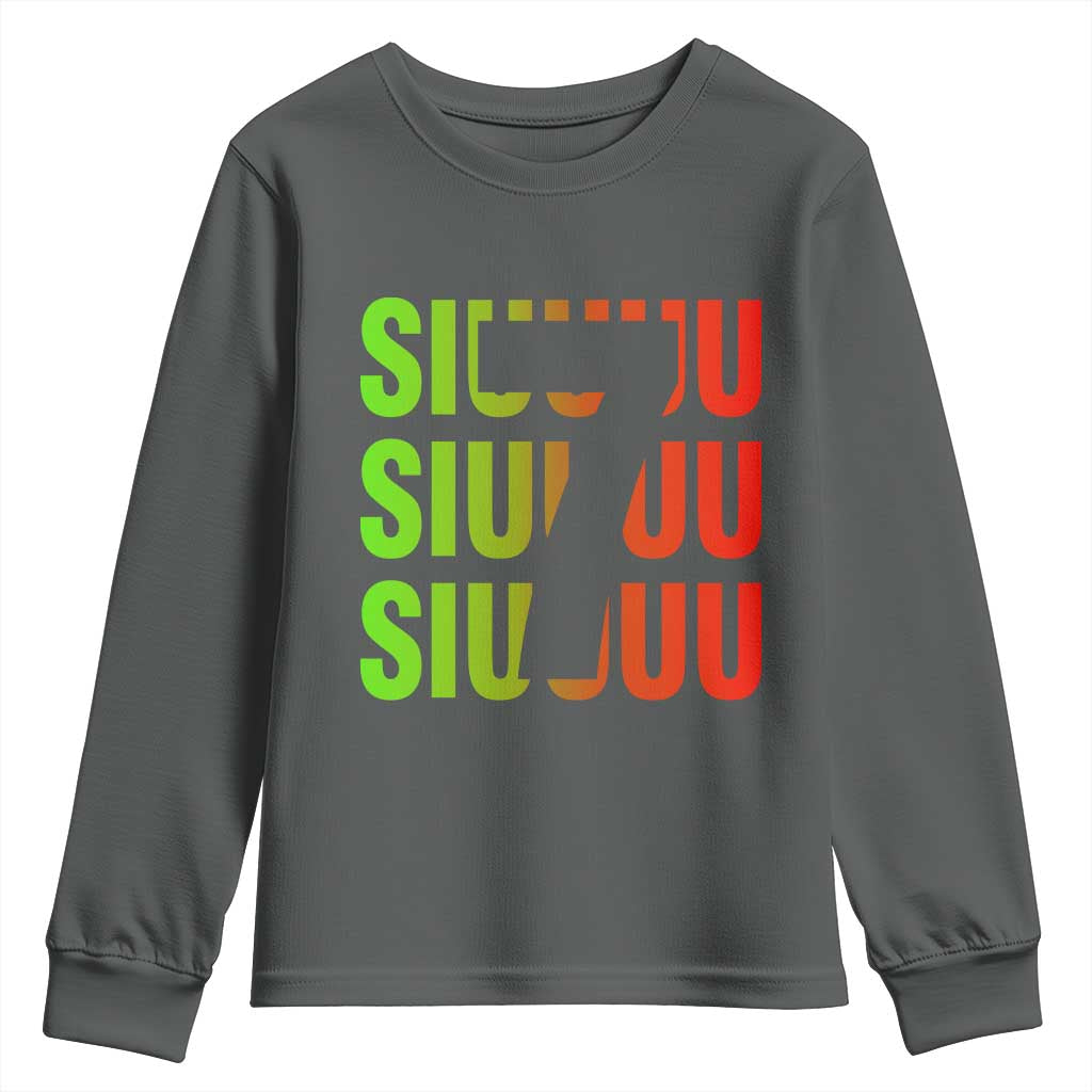 Siuuuu Soccer Celebration Youth Sweatshirt Gift For Soccer Lovers TS12 Dark Heather Print Your Wear