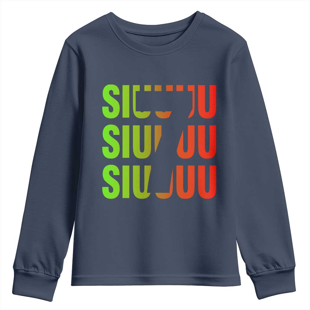 Siuuuu Soccer Celebration Youth Sweatshirt Gift For Soccer Lovers TS12 Navy Print Your Wear
