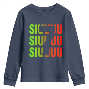Siuuuu Soccer Celebration Youth Sweatshirt Gift For Soccer Lovers TS12 Navy Print Your Wear