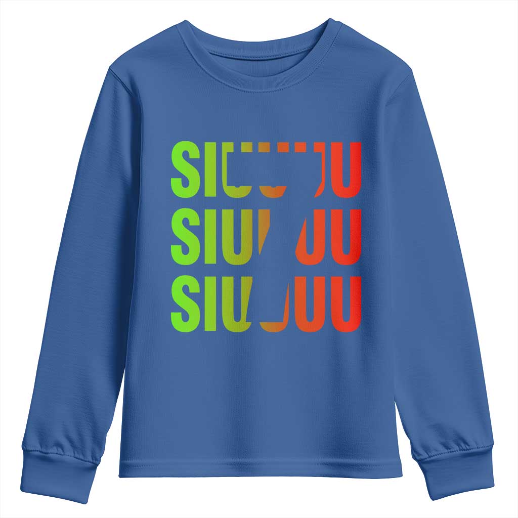 Siuuuu Soccer Celebration Youth Sweatshirt Gift For Soccer Lovers TS12 Royal Blue Print Your Wear