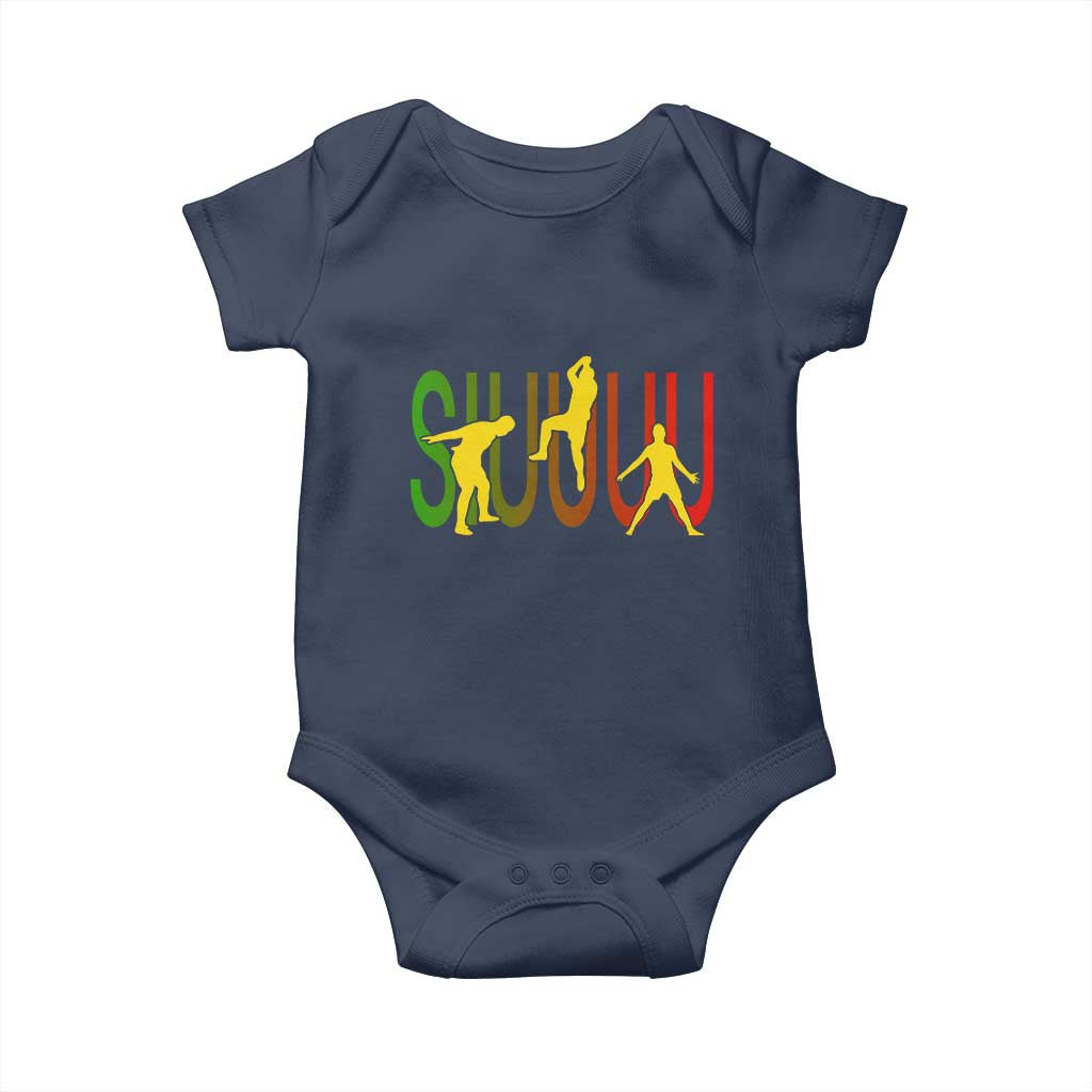 Funny Game Day Soccer Celebration Gift Baby Onesie Siuuuu TS12 Navy Print Your Wear