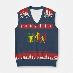 Funny Game Day Soccer Celebration Gift V-Neck Knit Sweater Vest Siuuuu TS12 Navy Red Print Your Wear
