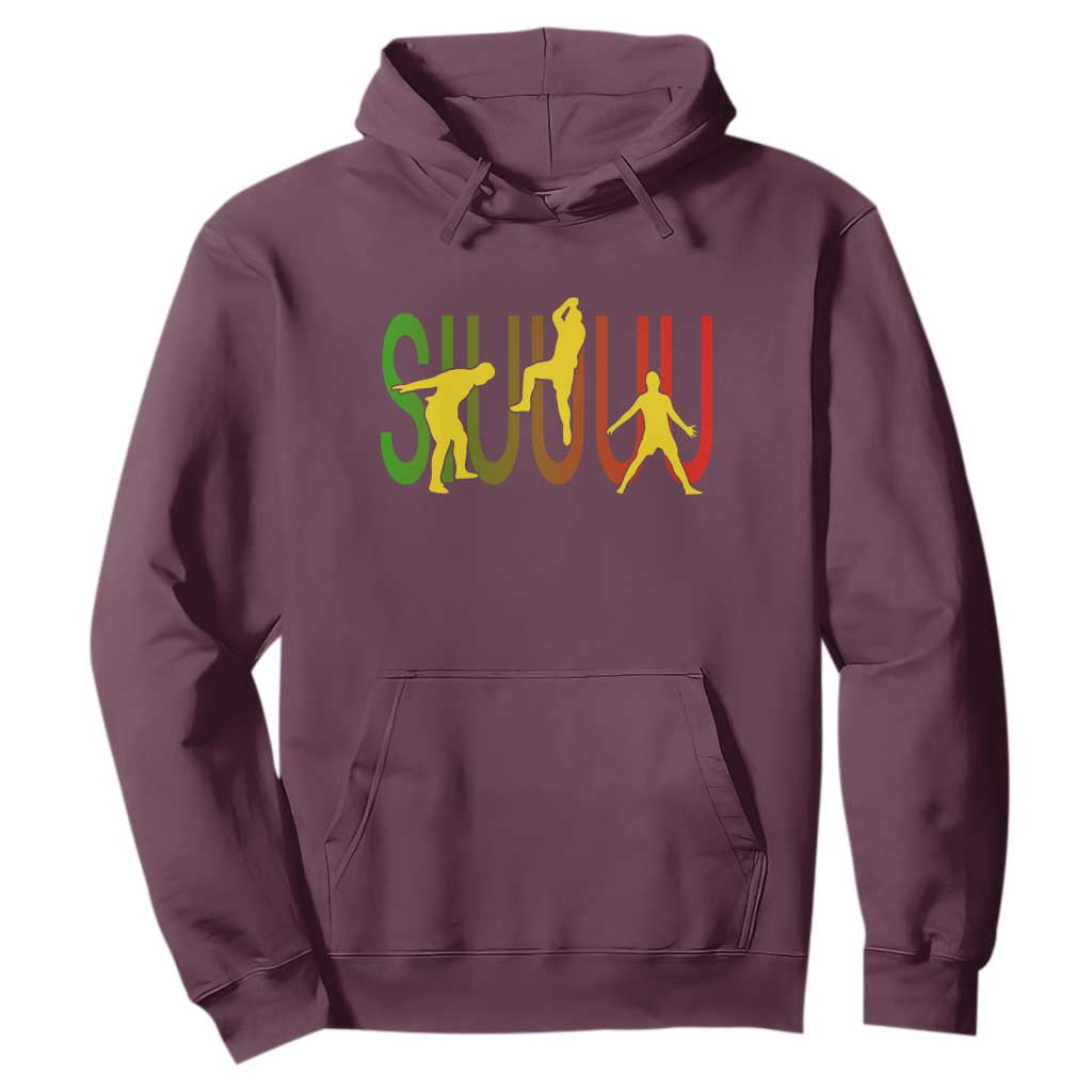Funny Game Day Soccer Celebration Gift Hoodie Siuuuu TS12 Maroon Print Your Wear