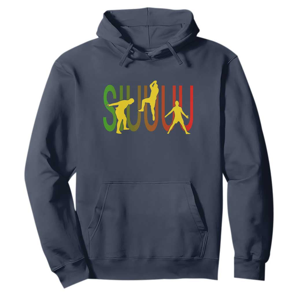 Funny Game Day Soccer Celebration Gift Hoodie Siuuuu TS12 Navy Print Your Wear