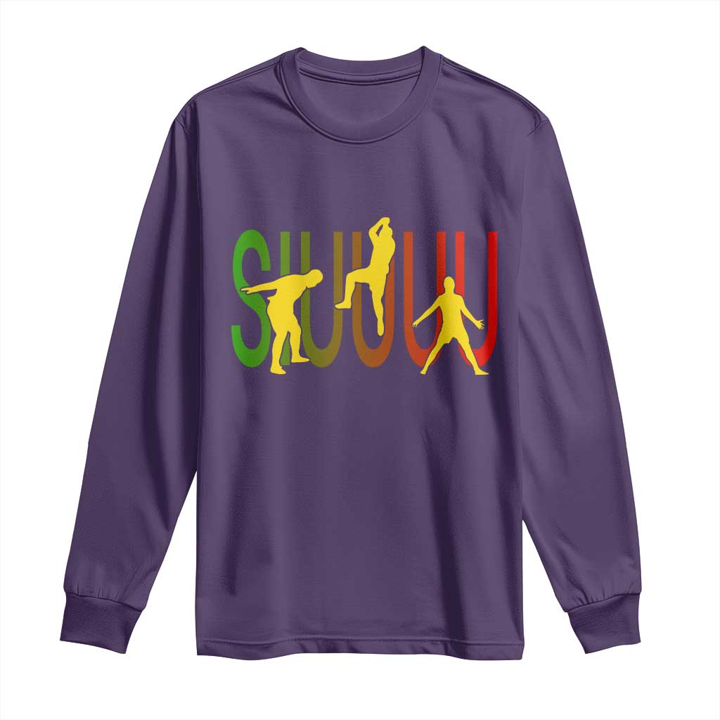 Funny Game Day Soccer Celebration Gift Long Sleeve Shirt Siuuuu TS12 Purple Print Your Wear
