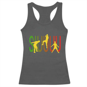 Funny Game Day Soccer Celebration Gift Racerback Tank Top Siuuuu TS12 Dark Heather Print Your Wear