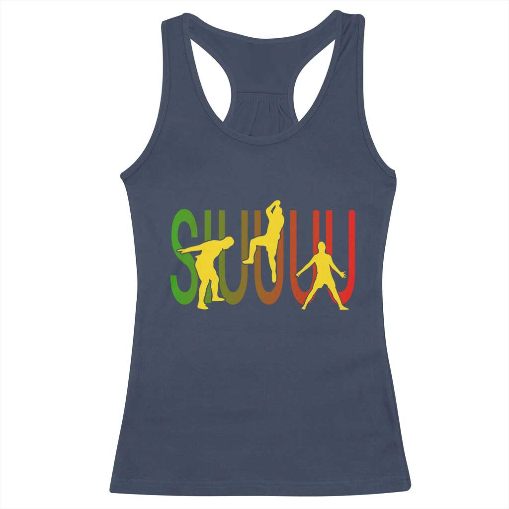 Funny Game Day Soccer Celebration Gift Racerback Tank Top Siuuuu TS12 Navy Print Your Wear