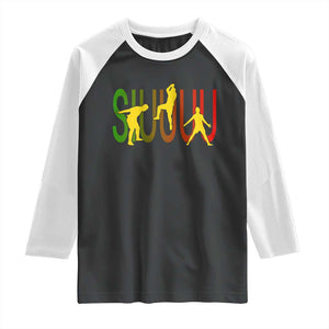 Funny Game Day Soccer Celebration Gift Raglan Shirt Siuuuu TS12 Black White Print Your Wear