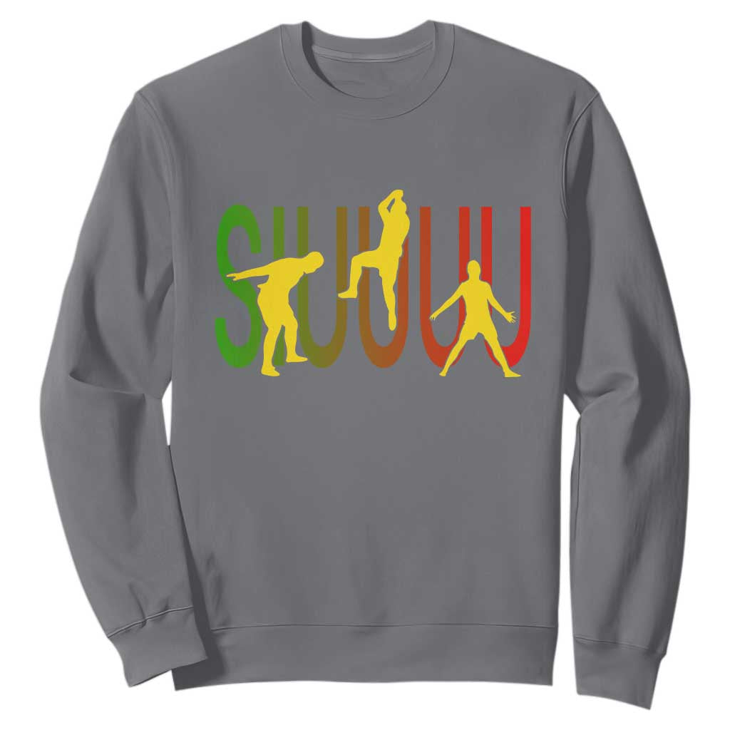 Funny Game Day Soccer Celebration Gift Sweatshirt Siuuuu TS12 Charcoal Print Your Wear
