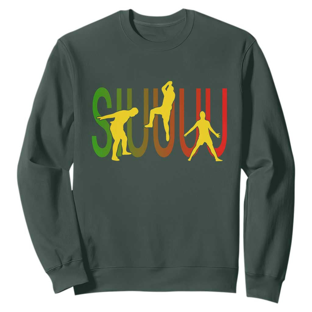 Funny Game Day Soccer Celebration Gift Sweatshirt Siuuuu TS12 Dark Forest Green Print Your Wear