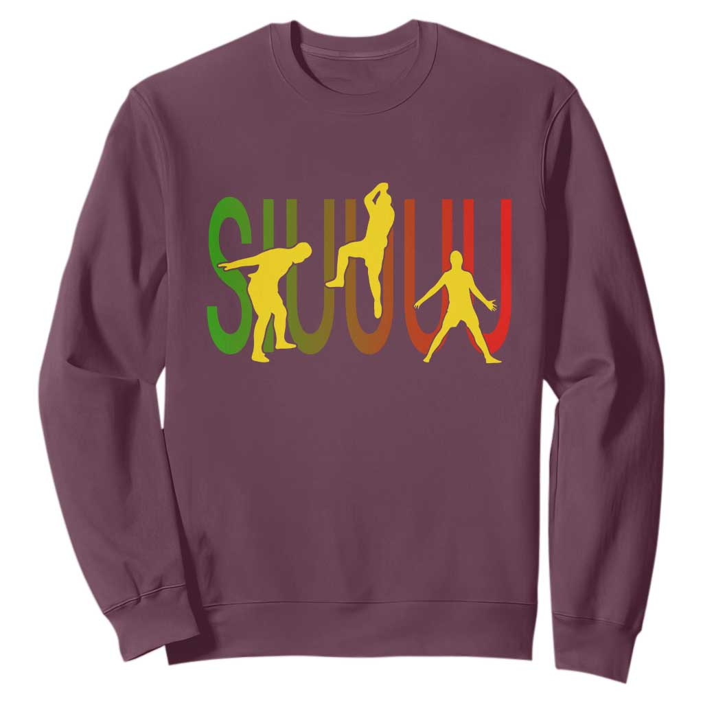 Funny Game Day Soccer Celebration Gift Sweatshirt Siuuuu TS12 Maroon Print Your Wear
