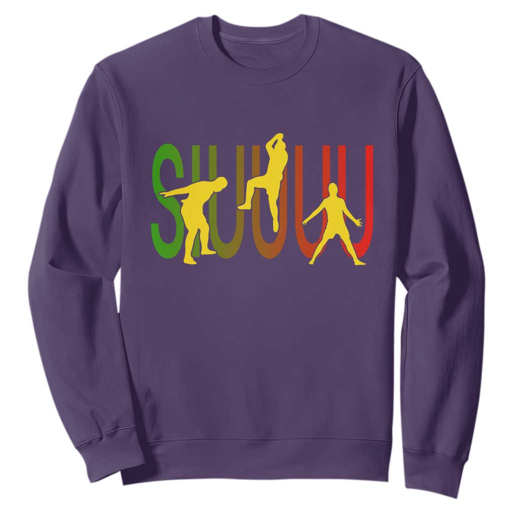 Funny Game Day Soccer Celebration Gift Sweatshirt Siuuuu TS12 Purple Print Your Wear