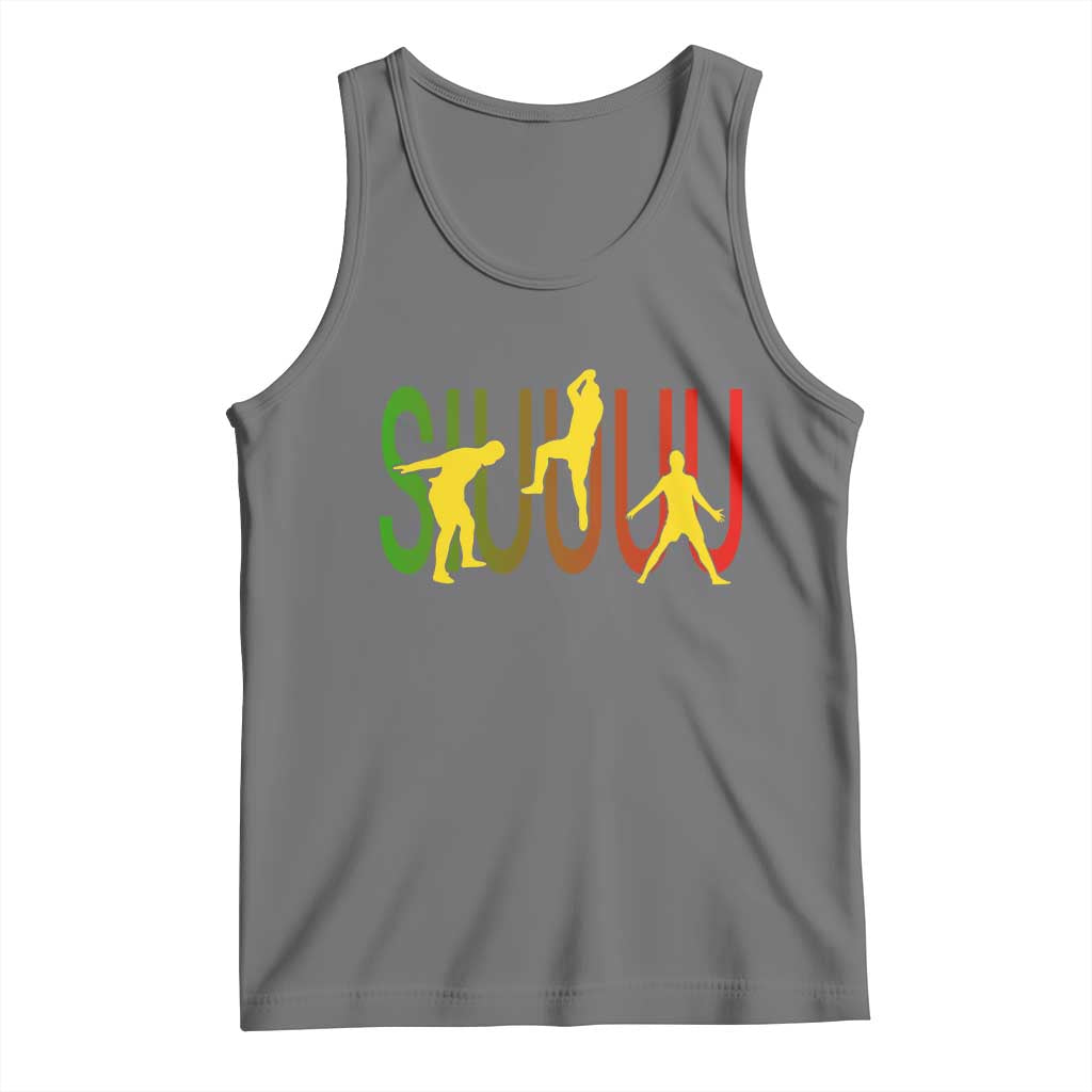 Funny Game Day Soccer Celebration Gift Tank Top Siuuuu TS12 Black Heather Print Your Wear
