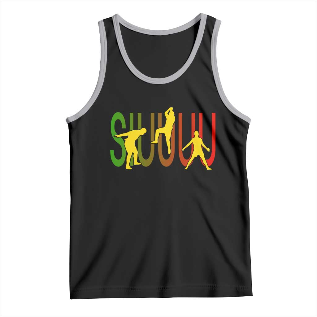 Funny Game Day Soccer Celebration Gift Tank Top Siuuuu TS12 Black Athletic Heather Print Your Wear