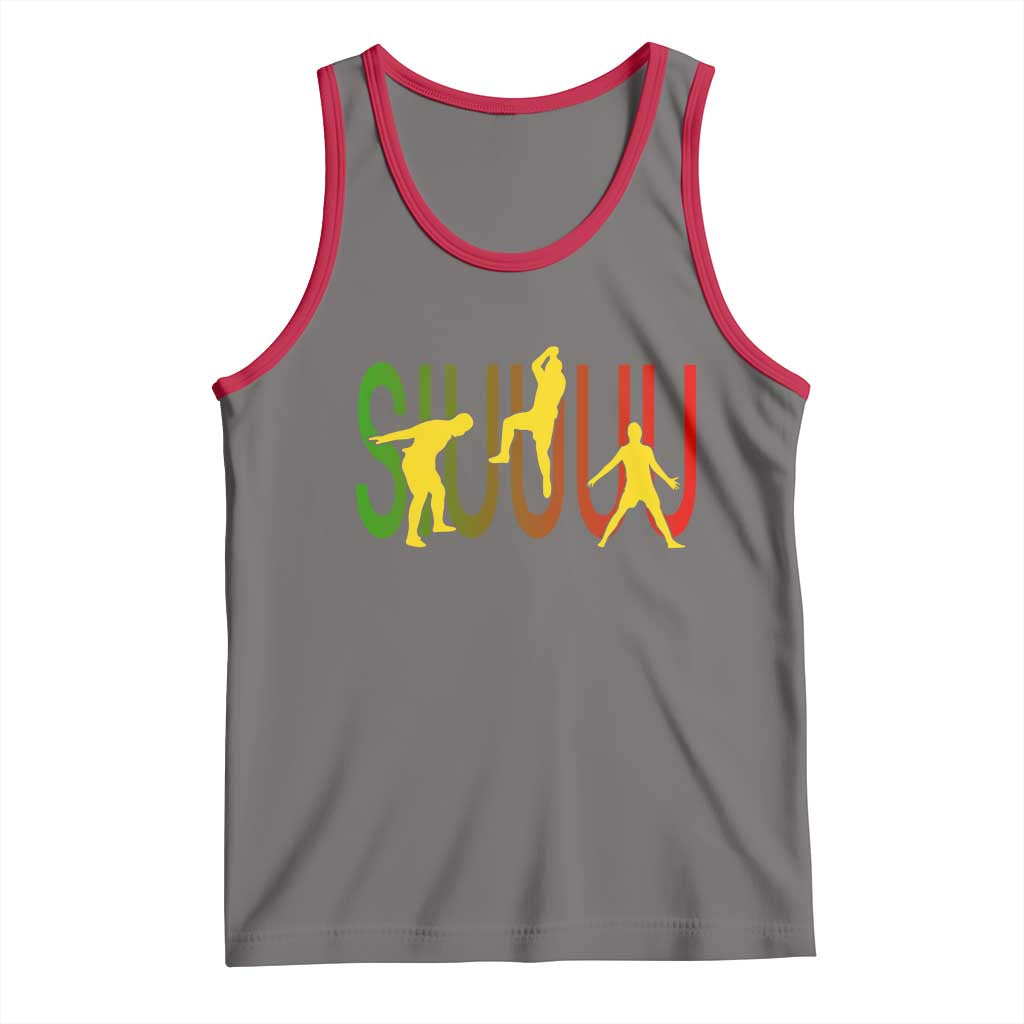 Funny Game Day Soccer Celebration Gift Tank Top Siuuuu TS12 Deep Heather Red Print Your Wear