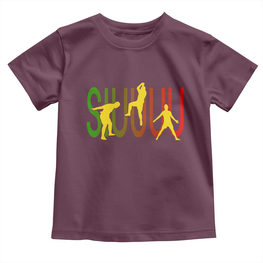 Funny Game Day Soccer Celebration Gift Toddler T Shirt Siuuuu TS12 Maroon Print Your Wear