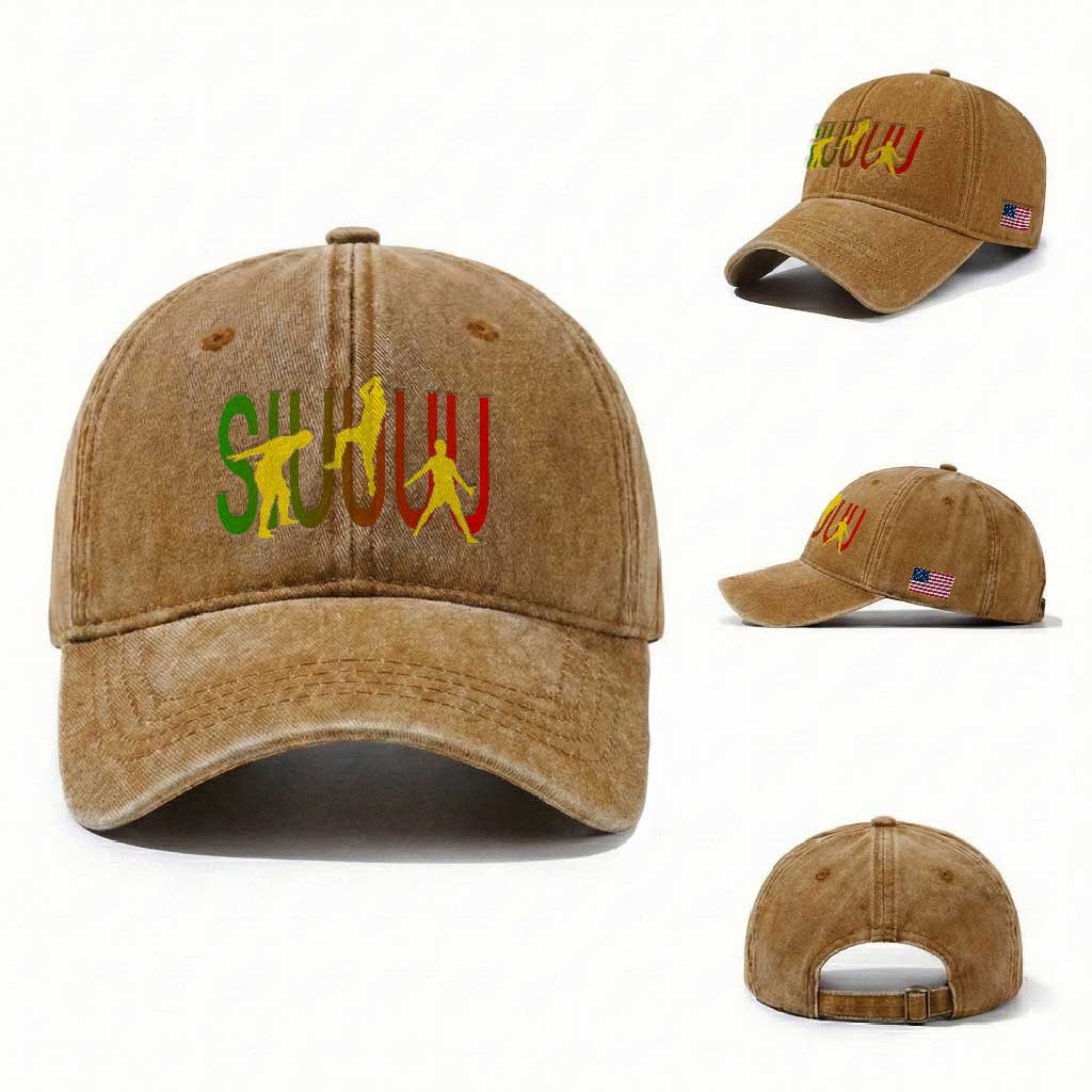Funny Game Day Soccer Celebration Gift Washed Cotton Baseball Cap Siuuuu TS12 Washed Cap Universal Fit Yellow Ochre Print Your Wear