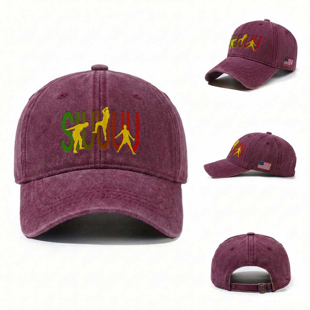 Funny Game Day Soccer Celebration Gift Washed Cotton Baseball Cap Siuuuu TS12 Washed Cap Universal Fit Burgundy Print Your Wear