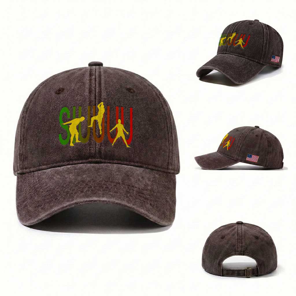 Funny Game Day Soccer Celebration Gift Washed Cotton Baseball Cap Siuuuu TS12 Washed Cap Universal Fit Dark Brown Print Your Wear